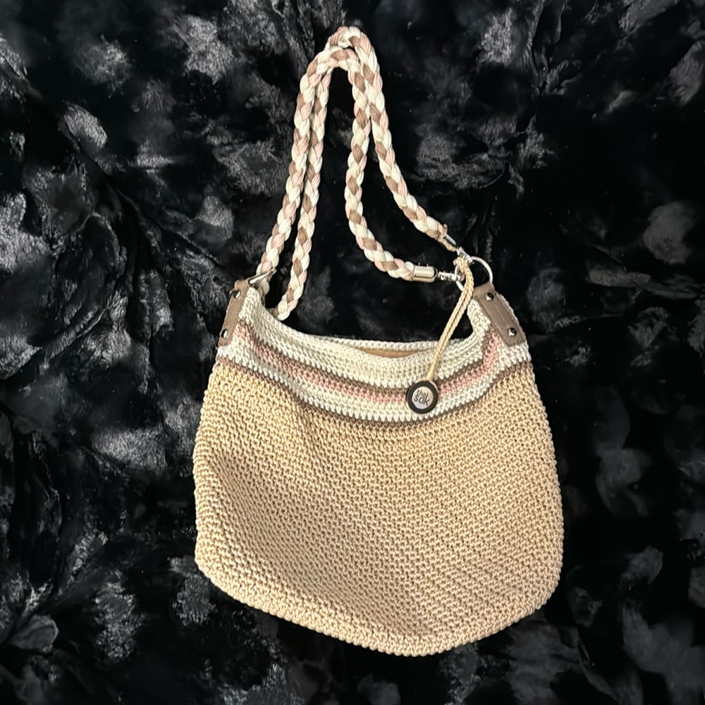 The Sak Crochet Shoulder Bag in Tan Neutral VGUC